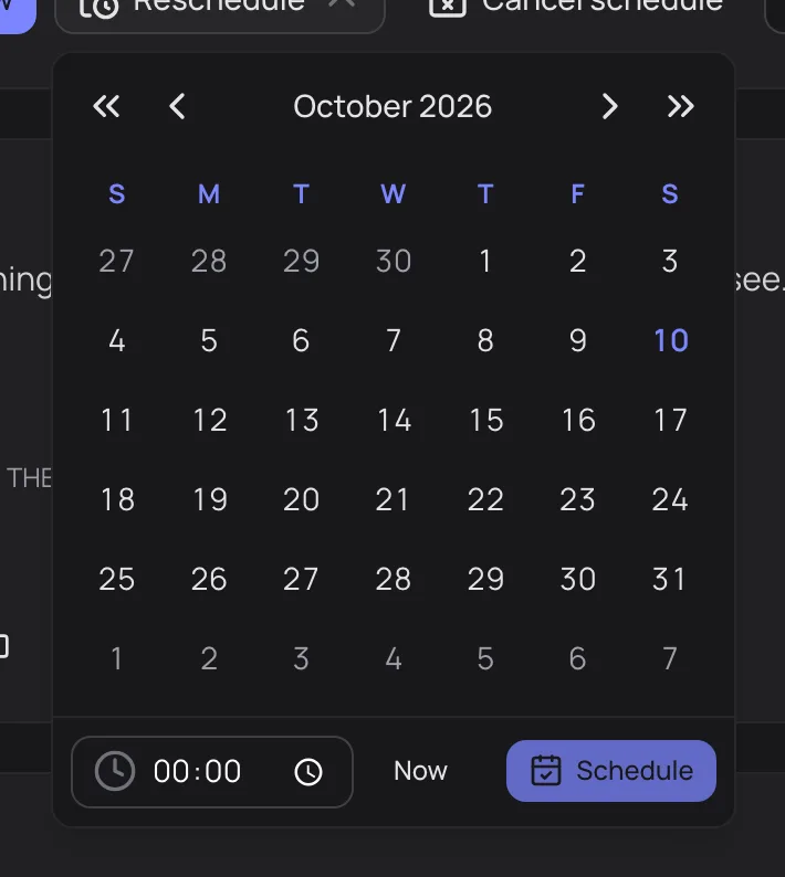 Choosing the date and time