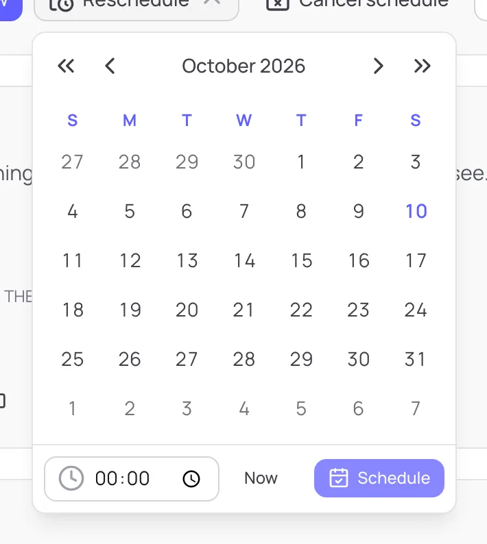 Choosing the date and time