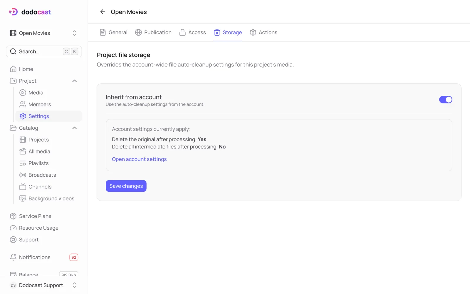 Project storage