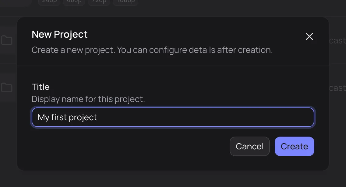 The New project dialog