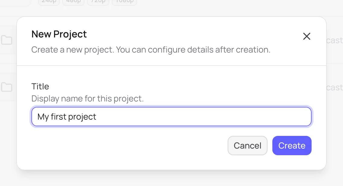 The New project dialog
